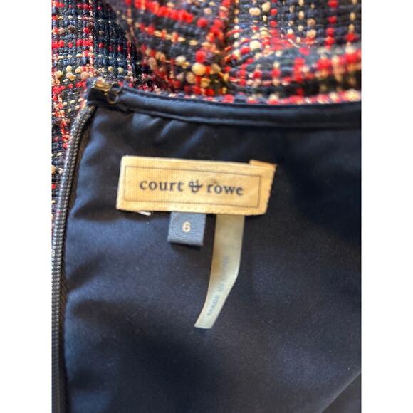 Court & Rowe | Red/Black/Beige Tweed Short Sleeve Sheath Dress | 6 - Picture 14 of 14